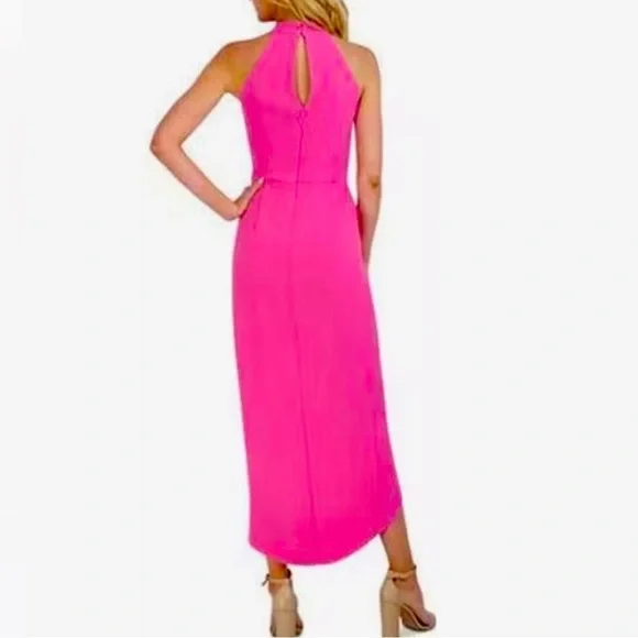 Julia Jordan Knot Neck Maxi Dress Hot Pink Fuchsia Size 8 U2 - Picture 2 of 9